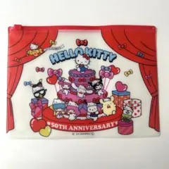 キティ　50周年　フラットケース　ファスナーケース
