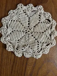 フランス　アンティーク　手編み　ドイリー　ボビン　レース　刺繍　ハンドメイド丸④