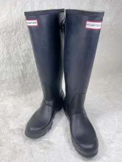 HUNTERハンターレインブーツ長靴バックルネイビーブラックUK6