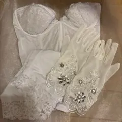 ブライダル　インナー　D70 ペチパンツ　グローブ　ビジュー