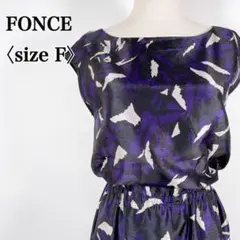 FONCEフォンセ　プルオーバー ウエストゴム 総柄ひざ丈ノースリーブワンピースのサムネイル