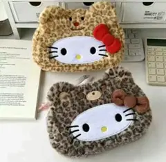 新入荷ハローキティ❤️ぬいぐるみポーチ ペンケース コスメポーチ 豹柄レオパード