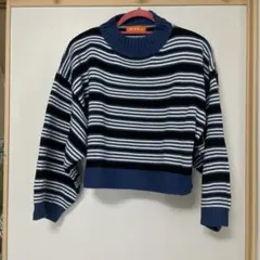 MISS J ボーダー　クロップドニットセーターのサムネイル