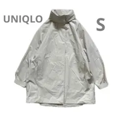 ユニクロ ブロックテック ハーフコート ナチュラル S 軽量 2WAYフード