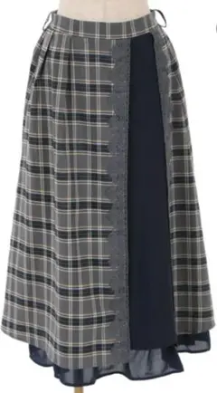 axes femme　バイカラーチェックロングＳＫ