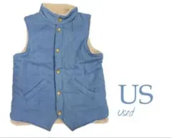 オーシャンアンドグラウンド☆デニム 中綿 ベスト☆160☆薄ブルー