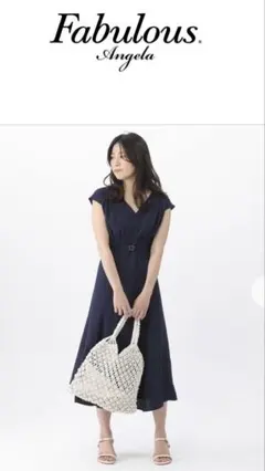 Fabulous. Angela ネイビー 半袖 ワンピース