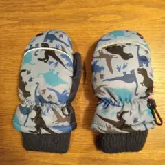 スノボ　スキー　恐竜プリント 子供用ミトングローブ　手袋