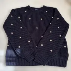 SHIPS ネイビー ドット柄 ニットセーター