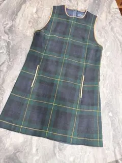 ポロラルフローレンノースリーブワンピース チェック S相当 グリーン　POLO