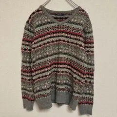 UNION STATION フェアアイル柄 Vネックセーター