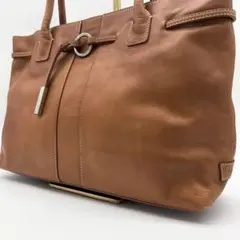 C67 agnes b. 本革 レザートートバッグ 肩掛け ブラウン A4収納