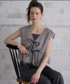 BONLECILL noirフリンジジャガードペプラムベスト＆キャミパンツドレス