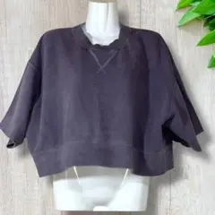 2600　ichi　ダークグレー　クロップド　トレーナー　半袖　厚手　レディース