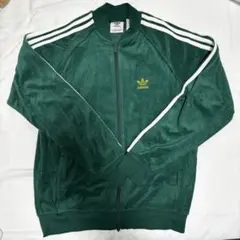 極美品 adidas ピンストライプ ウインドブレーカー グリーン Lサイズ 