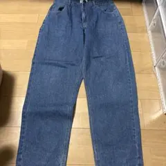 青 ストレートデニムジーンズ ハイウエスト