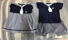 【美品】べべ bebe マリン風 半袖 70ー80双子 夏服 セーラー