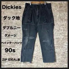 【90s USED】ディッキーズ ダック ダブルニー ダメージ ペインターパンツ