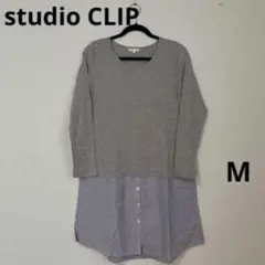 studio CLIP ドッキングワンピースグレー ストライプ　Mのサムネイル