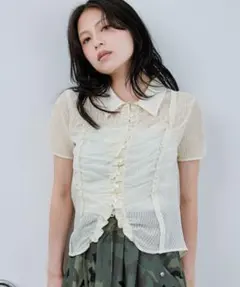 シアージャガードシャーリングシャツSS シアー シャツ ストライプ 
