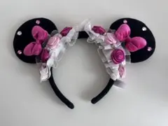 レア✨　ディズニー　カチューシャ　ミニーちゃん　ピンク　バラ　レース