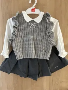 petit main プティマイン90入学 卒園 フリル付き2点セット