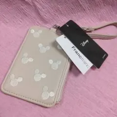新品　Francfranc 刺繍　リール付パスケース　コインケース　ミッキー