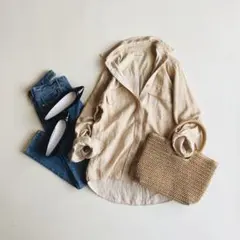 steven alan リネン混 ヘンプ ツイル オーバー シャツ 日本製のサムネイル
