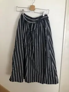 フレアスカート ヒッコリー デニム風 ロングスカート