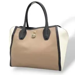 美品　フルラ　ハンドバッグ　茶　レザー　バイカラー　ワンショルダー　トート　S2