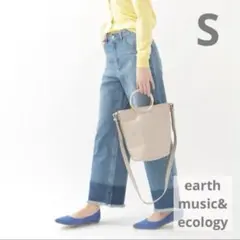 アースミュージック ＆エコロジー 裾フリンジ ワイド デニムパンツ S
