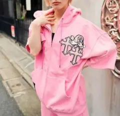 GA×GALFY-クロスガリノハーツ半袖パーカー♥pinkのサムネイル