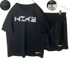 NIKEでかロゴ×スウッシュロゴジャージTシャツ×ショートパンツ上下セットアップ