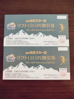 福井和泉スキー場 リフト1日50%割引券 2025-2026　 2枚