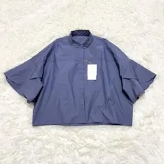 ✨新品✨グリーンレーベルリラクシング フレアスリーブクロップドシャツ ブルー Fのサムネイル