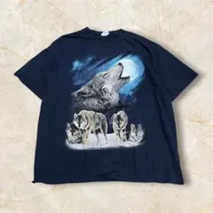 00S ウルフ 狼 野生 アニマル アート US古着 Tシャツ メンズ XXXL