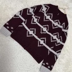 BURBERRY BLACK LABEL ニットブルゾン ボルドー 2 総柄