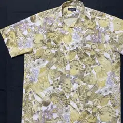 ●クローズベック●半袖シャツ M ホワイト イエロー アロハ ポリシャツ 白のサムネイル