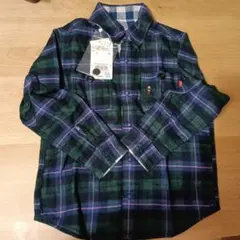 新品未使用 ミキハウス ブラックベア チェック柄 シャツ リバーシブルデザイン