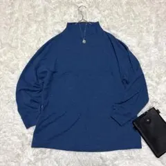 【ユニクロ】　UNIQLO ハイネック ニット　セーター ［XL ］ブルー