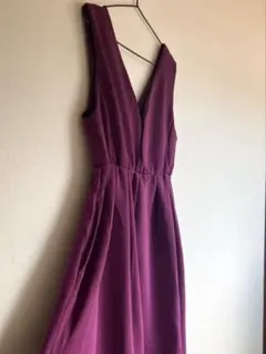 パープル ノースリーブ ロングワンピース
