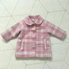 ピンクチェックコート　90