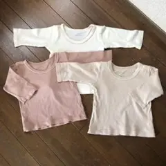 長袖シャツ80 3枚セット シンプル(クリーム ピンク ベージュ)