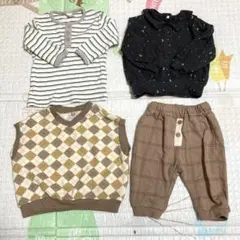 80サイズ 長袖 ベビー服 まとめ売り 男の子 女の子 ナチュラル 秋 冬