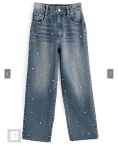 【新品】フリージア パールストレートデニムパンツ cu457 グレイル GRL