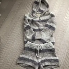 piqué フード付きストライプルームウェア