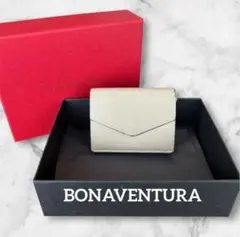 BONAVENTURA 三つ折り財布 グレージュ×イエロー コンパクトウォレット