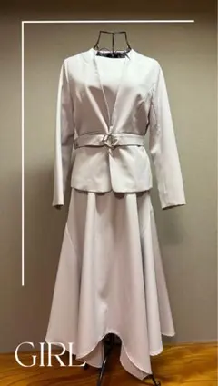 【入学式・卒業式】ワンピース・ジャケットセットアップ　ベルト付き