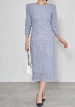 &.NOSTALGIA navy レースワンピース