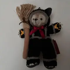 ディズニーシー　ハロウィン　ダッフィー　黒猫コスチューム　ぬいぐるみバッジ